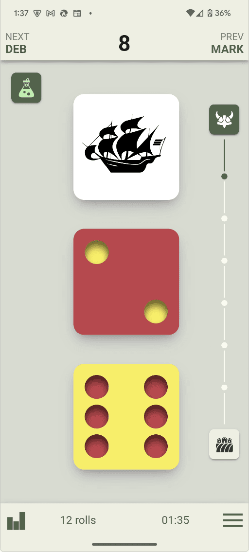 Dice screen for cities and knights expansion