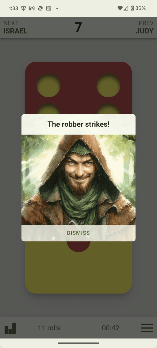 Robber roll screen